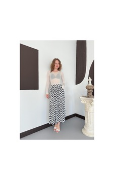 Verymoda Dama Desenli Puantiyeli Etek D3072002 Krem Verymoda Dama Desenli Puantiyeli Etek D3072002 Krem