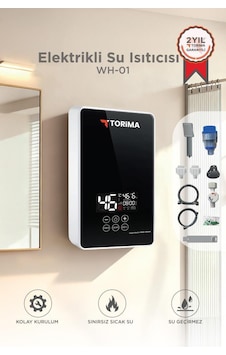 Şofben Elektrikli Su Isıtıcı 7000w Banyo Mutfak Tipi Duvara Monte Su Isıtıcısı Wh01 Siyah