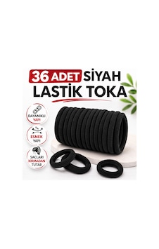 36 Adet Siyah Lastik Toka Kalın Saç Lastiği Dayanıklı Esnek Saç Toplama Tokası Kadın Ve Kız Çocuk Saç Aksesuarı Çoklu Paket Beyaz - Siyah
