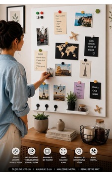 Mıknatıslı Pano - Magnet Panosu - Beyaz Ofis/çalışma Odası İçin Mıknatıs Hediyeli Metal Magnet Hatıra Panosu 70x50cm Mıknatıslı Pano - Magnet Panosu - Beyaz Ofis/çalışma Odası İçin Mıknatıs Hediyeli Metal Magnet Hatıra Panosu 70x50cm