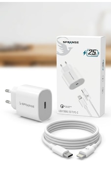 Sprange 25w Type-c Hızlı Şarj Cihazı + Lightning Kablo Seti Pd 3.0 + Qc 3.0 Destekli Sprange 25w Type-c Hızlı Şarj Cihazı + Lightning Kablo Seti Pd 3.0 + Qc 3.0 Destekli