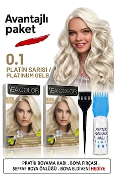 Sea Color Set Saç Boyası 0.1 Platin Sarısı 2 Li 2 Kutu+pratik Boya Kabı Sea Color Set Saç Boyası 0.1 Platin Sarısı 2 Li 2 Kutu+pratik Boya Kabı