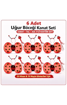 6&apos Lı Uğur Böceği Ateş Böceği Kostüm Seti Kanat Taç Asa 6&apos Lı Uğur Böceği Ateş Böceği Kostüm Seti Kanat Taç Asa