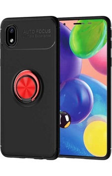 Galaxy A01 Core Kılıf Zore Ravel Silikon Kapak Siyah-Kırmızı