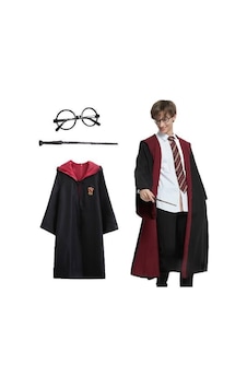 SKYGO Harry Potter Gryffindor Kapişonlu Çocuk Kostüm + Asa + Gözlük Seti 7-8 Yaş Pop Çok Renkli SKYGO Harry Potter Gryffindor Kapişonlu Çocuk Kostüm + Asa + Gözlük Seti 7-8 Yaş Pop Çok Renkli