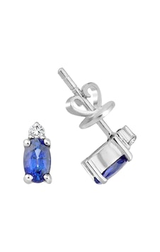 18 Ayar Altın 0.63 Karat Safir 0.06 Karat Pırlanta Küpe Beyaz 18 Ayar Altın 0.63 Karat Safir 0.06 Karat Pırlanta Küpe Beyaz