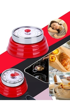 Mekanik Klasik Mutfak Zilli Zamanlayıcı Timer Kırmızı - 841062673