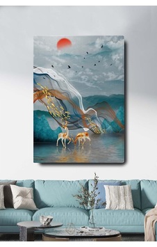 Homearths Dekoratif Soyut Altın Geyik Uçan Balık Ve Kuşlar Sürrea Homearths Dekoratif Soyut Altın Geyik Uçan Balık Ve Kuşlar Sürrea