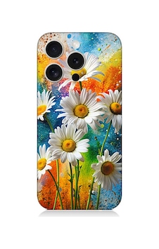 Apple Uyumlu iPhone 15 Pro Papatya Bahçesi Desenli Silikon Kılıf Silikon Apple Uyumlu iPhone 15 Pro Papatya Bahçesi Desenli Silikon Kılıf Silikon