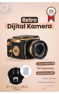 Vintage Dijital Kamera Selfie Video Vlog Kamerası Fotoğraf Makinesi Cmr48 Siyah Vintage Dijital Kamera Selfie Video Vlog Kamerası Fotoğraf Makinesi Cmr48 Siyah
