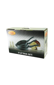 Nur Işıklar Metal 3pcs Döküm Tava Seti 20-24-28cm Çok Renkli