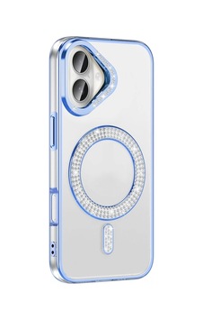 Apple Uyumlu iPhone 16 Plus Kılıf Pırlanta Taş Tasarımlı M-safe Şarj Özellikli Zore Karetta Silikon Kapak
