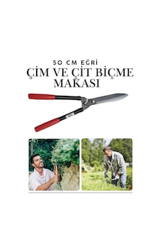 50 Cm Eğri Çim Budama Makası Plastik Saplı Metal Bıçaklı Bahçe Budama Çalı Ve Çimen Biçme Makası