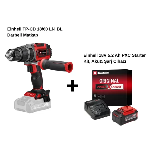 Einhell TP-CD 18/60 Li-i Bl Tek Akülü 5.2AH Darbeli Matkap Einhell TP-CD 18/60 Li-i Bl Tek Akülü 5.2AH Darbeli Matkap