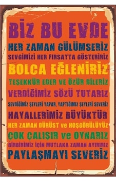 Mutlu Aile Tablosu Retro Vintage Ahşap Poster