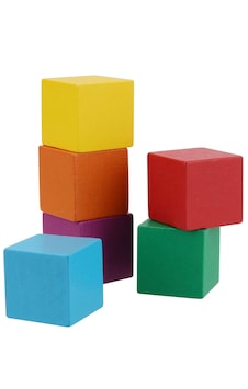 Renkli 2cm 60 Adet Ahşap Blok Küp