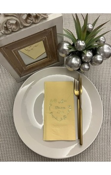 Gold Yaldızlı Sarı Bir Ömür El Ele Peçete 16 Adet Gold Yaldızlı Sarı Bir Ömür El Ele Peçete 16 Adet