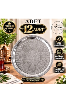 12 Adet 35 Cm Nakışlı Krom Çelik Tepsi Seti 430 Kalite Özel Motifli Servis Tepsisi Makinede Yıkanabilir Gümüş 12 Adet 35 Cm Nakışlı Krom Çelik Tepsi Seti 430 Kalite Özel Motifli Servis Tepsisi Makinede Yıkanabilir Gümüş