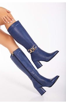 Analin Shoes Kadın Hakiki Deri Toka Detaylı Çizme Saks Mavi Analin Shoes Kadın Hakiki Deri Toka Detaylı Çizme Saks Mavi