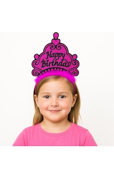 Fuşya Happy Birthday Prenses Tacı Doğum Günü Taç Aksesuarı Pop Fuşya Happy Birthday Prenses Tacı Doğum Günü Taç Aksesuarı Pop
