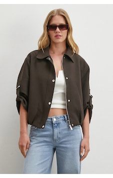 Never More Kolu Ayarlanabilir Bomber Ceket Kahve