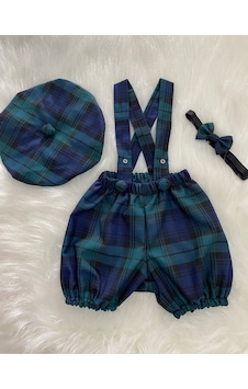 Eylülce Butik Yeşil Ekoseli Çocuk Askılı Şort Salopet & Ressam Şapkası & Papyon Takım Eylülce Butik Yeşil Ekoseli Çocuk Askılı Şort Salopet & Ressam Şapkası & Papyon Takım