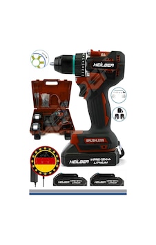 Heilber Ba01013k Alman Max V998 15ahm Bakır Sargılı Çift Batarya Akülü Vidalama Çelik Şanzıman Şarjlı Matkap