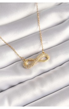 Buğz 316l Çelik Gold Renk Zincir Zirkon Taşlı Sonsuzluk Model Kadın Kolye Diğer 43211719