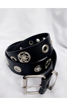 Dükkan Design Gotik Punk Pentagram Deri Kemer Siyah