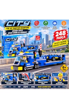 Tır Ve Taşıyıcı Kamyon Yapım Seti 248 Parça Şehir Temalı Figürlü Blok Oyuncak Seti Tır Ve Taşıyıcı Kamyon Yapım Seti 248 Parça Şehir Temalı Figürlü Blok Oyuncak Seti