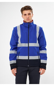 Orange Safety Saks Mavi Softshell Mont Reflektörlü Kolları Çıkmal