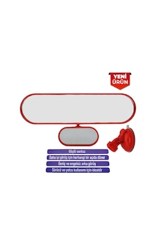 Vantuzlu Ayna, Çift Görüşlü İç İlave Ayna, 27x7 Cm - Kırmızı Br0221184