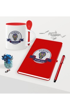 Kişiye Özel Komiser Temalı Kırmızı Defter Kalem Kaşıklı Kupa Seti - 1 Kişiye Özel Komiser Temalı Kırmızı Defter Kalem Kaşıklı Kupa Seti - 1