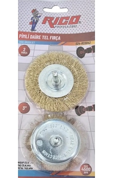 Rico 024-rc0042 Pimli Daire Çelik Tel Fırça 2 Parça 1 Adet Rico 024-rc0042 Pimli Daire Çelik Tel Fırça 2 Parça 1 Adet