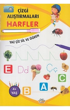 Çizgi Alıştırmaları Harfler Yaz-Çiz-Sil ve Öğren Kalem Hediyeli