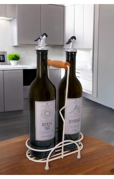 Digithome Petra 2'li Krem Metal Standlı Ahşap Saplı Yağdanlık Seti Gümüş Etiketli Amber Yağlık 750 Ml Krem Digithome Petra 2'li Krem Metal Standlı Ahşap Saplı Yağdanlık Seti Gümüş Etiketli Amber Yağlık 750 Ml Krem