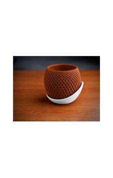 Alvera Küre Saksı 3d Baskı Kafes Dokulu Iki Parçalı Dekoratif Saksı - Kahverengi-beyaz Alvera Küre Saksı 3d Baskı Kafes Dokulu Iki Parçalı Dekoratif Saksı - Kahverengi-beyaz