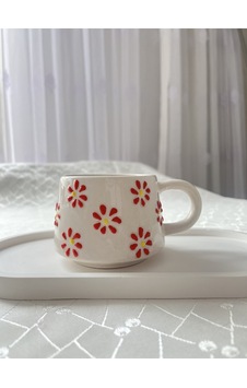 Kırmızı Papatya El Yapımı Kupa Bardak 200 Ml Kırmızı Kırmızı Papatya El Yapımı Kupa Bardak 200 Ml Kırmızı