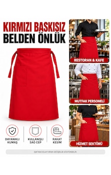Baskısız Belden Önlük, Cepli Bağlamalı Garson, Aşçı, Mutfak, Restoran Ve Kafe Önlüğü Kırmızı Baskısız Belden Önlük, Cepli Bağlamalı Garson, Aşçı, Mutfak, Restoran Ve Kafe Önlüğü Kırmızı