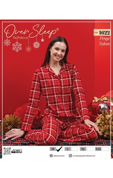 Aras Over Sleep 1622 Poleren Kırmızı Pijama Takım