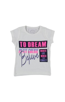 Liay Moda To Dream Baskılı Kız Çocuk Tişört Beyaz