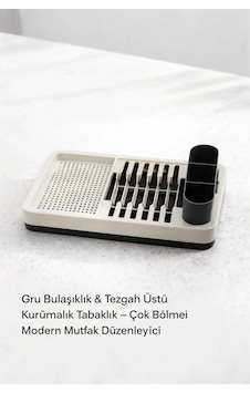 Gri Mutfak Bulaşıklığı Tezgah Üstü Tabaklık Bardaklık Kaşıklık Kurutma Standı Gri Mutfak Bulaşıklığı Tezgah Üstü Tabaklık Bardaklık Kaşıklık Kurutma Standı
