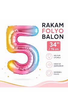 5 Rakam Folyo Balon Gökkuşağı 34 İnç 76 Cm Doğum Günü Parti Balonu Çok Renkli 5 Rakam Folyo Balon Gökkuşağı 34 İnç 76 Cm Doğum Günü Parti Balonu Çok Renkli
