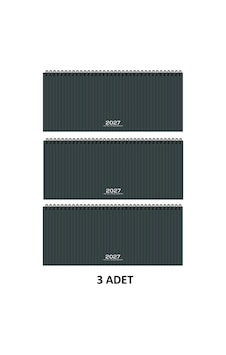 2027 Haftalık Spralli Masa Ajandası 16x33,5 Cm Aj-66 Çizgili 3 Adet Siyah - Gri 2027 Haftalık Spralli Masa Ajandası 16x33,5 Cm Aj-66 Çizgili 3 Adet Siyah - Gri