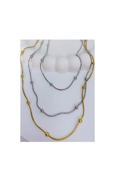 Çelik Dorika Topçuk Çoklu Kolye Çift Renk - 607023817 Çift Renk