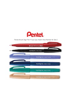 Pentel Brush Sign Pen Fırça Uçlu Kalem Ana Renkler 6Lı Set 2 Pentel Brush Sign Pen Fırça Uçlu Kalem Ana Renkler 6Lı Set 2