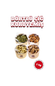 4'lü Çiğ Kuruyemiş Paketi 1 Kg - Çiğ Kaju, Çiğ Badem, Çiğ Kabak Çekirdeği, Ceviz İçi 4x250 Gr Taze 1 KG