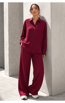 Madmext Bordo Soft Touch Modal Gömlekli Takım Mg2742 Madmext Bordo Soft Touch Modal Gömlekli Takım Mg2742