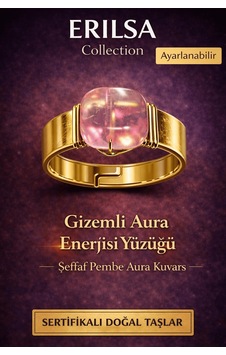 Sertifikalı Şeffaf Pembe Aura Kuvars Doğal Taş Yüzük Gizemli Au Çok Renkli