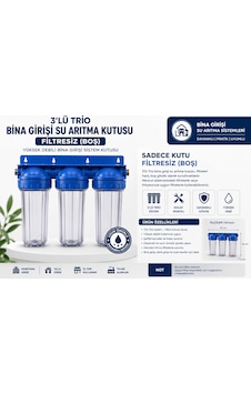 3 Lü Trio Bina Girişi Su Arıtma Filtresi Kabı Filtresiz Boş Gövde 3 Lü Trio Bina Girişi Su Arıtma Filtresi Kabı Filtresiz Boş Gövde